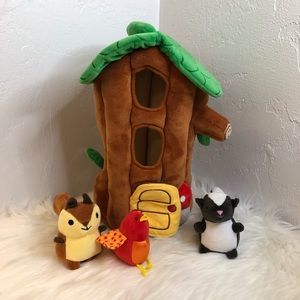 Lakeshore Plush Tree House with 3 Stuffed Animals Toys Montessori Learning
